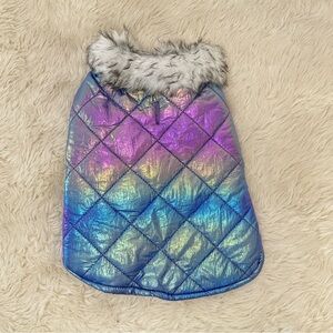 S/M Iridescent Rainbow Unicorn Dog Puffer